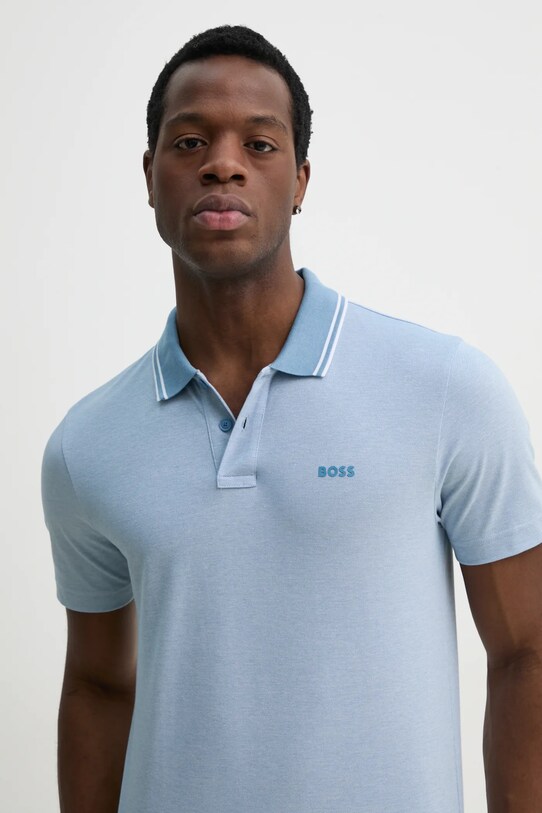 Бавовняне поло BOSS Orange блакитний 50507814