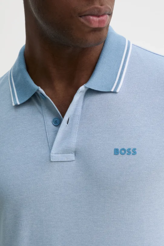 BOSS Orange polo de bumbac 50507814 albastru