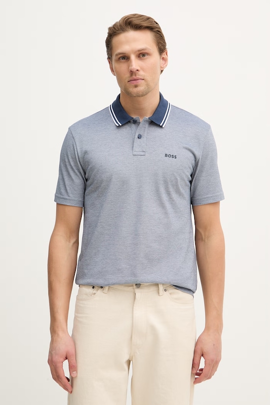 Βαμβακερό μπλουζάκι πόλο BOSS Orange PeoxfordNew βαμβάκι μπλε 50507814