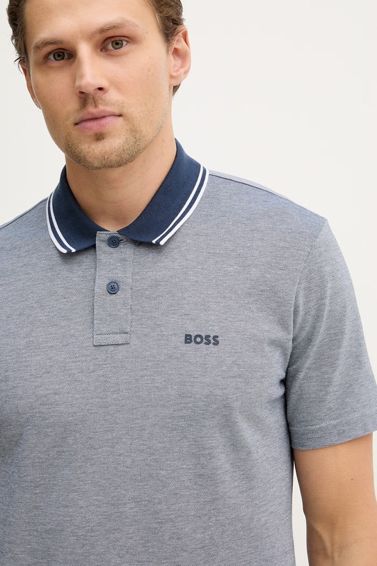 Βαμβακερό μπλουζάκι πόλο BOSS Orange PeoxfordNew μπλε 50507814