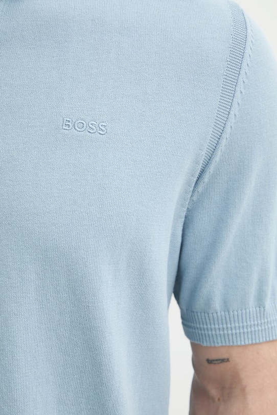 BOSS Orange поло для мужчин с хлопком 50514223 голубой