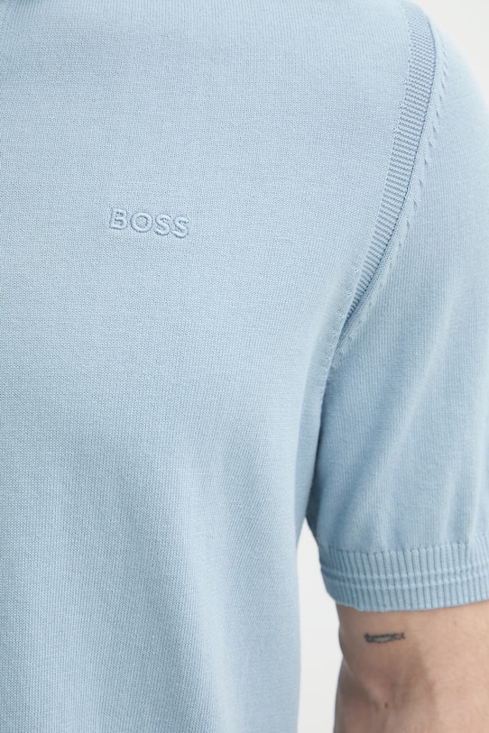 BOSS Orange поло для мужчин с хлопком 50514223 голубой