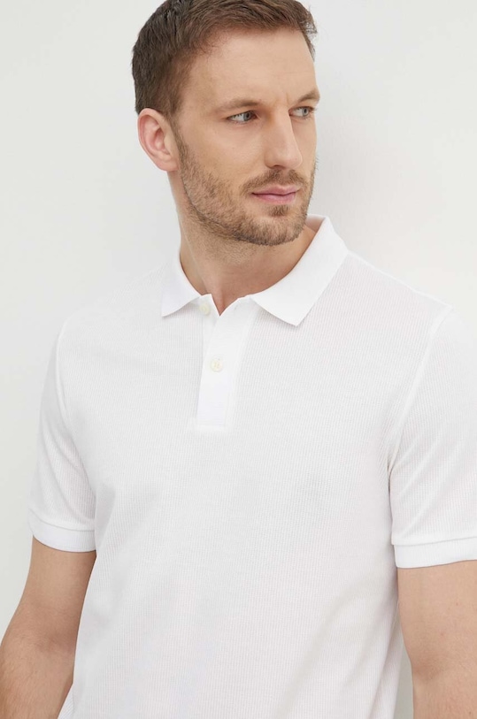 Bavlněné polo tričko BOSS hladký bílá 50511588