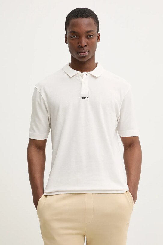 HUGO polo de bumbac regular bej 50493206