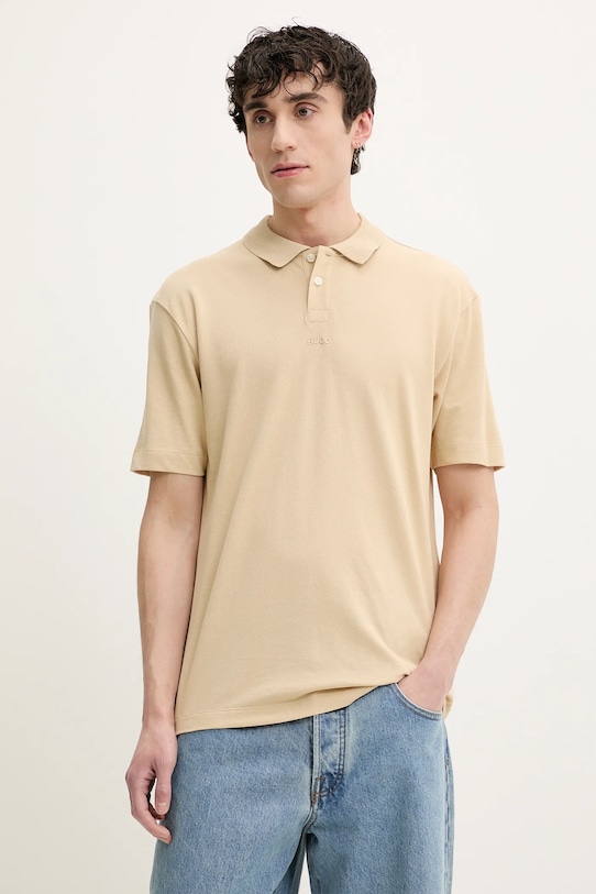 Βαμβακερό μπλουζάκι πόλο HUGO κανονικό μπεζ 50493206