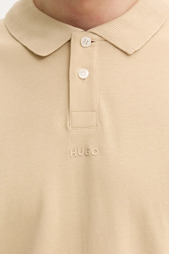 Βαμβακερό μπλουζάκι πόλο HUGO 50493206 μπεζ