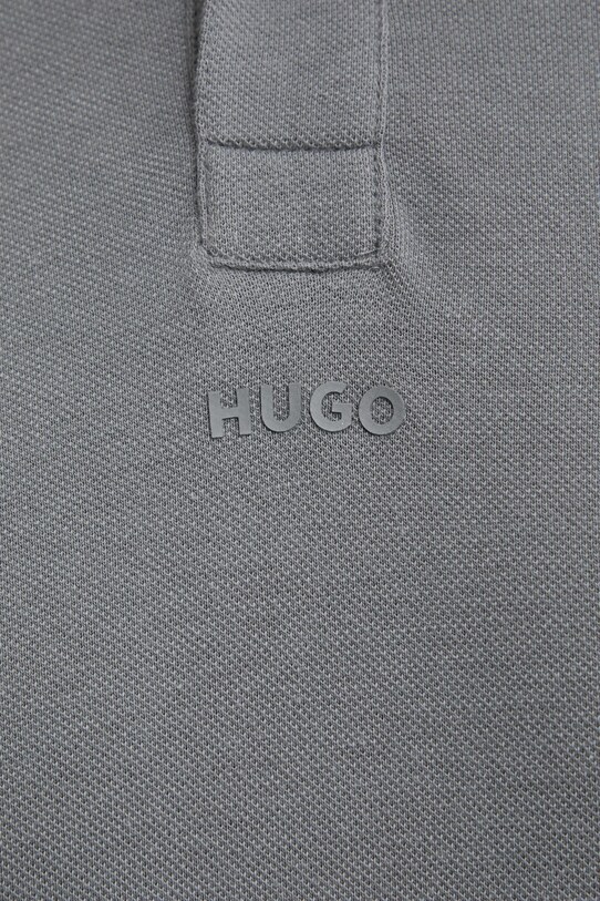 Хлопковое поло HUGO 50493206 серый