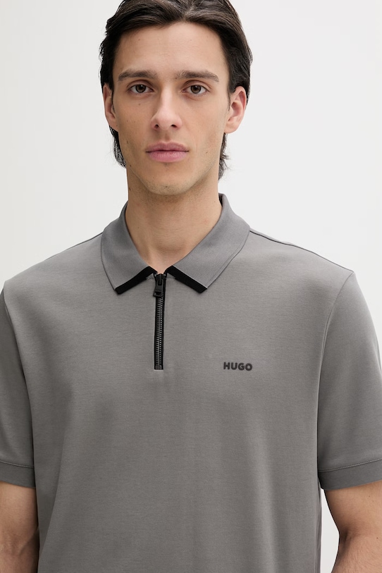 Bavlnené polo tričko HUGO sivá 50511721