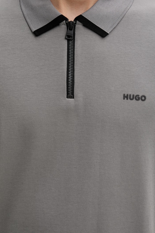 Bavlnené polo tričko HUGO 50511721 sivá