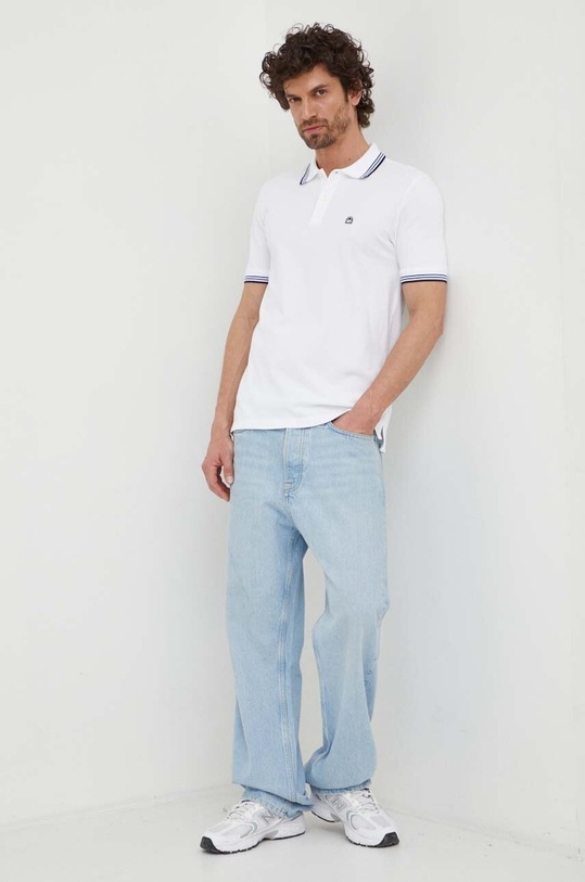 United Colors of Benetton tricou polo 3WG9J3181 alb SS24