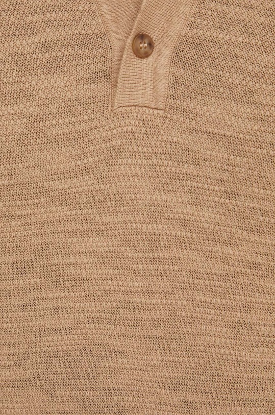 United Colors of Benetton polo z domieszką lnu 105GU300Z brązowy