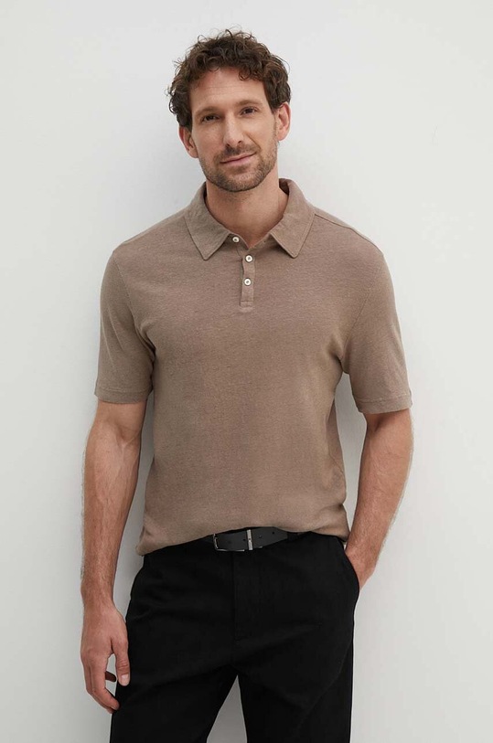 Льняне поло United Colors of Benetton regular коричневий 39IVU300Y