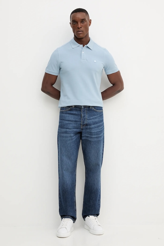 Βαμβακερό μπλουζάκι πόλο United Colors of Benetton 3089J3179 μπλε AA00