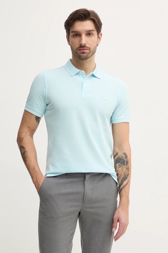 Βαμβακερό μπλουζάκι πόλο United Colors of Benetton κανονικό μπλε 3089J3179