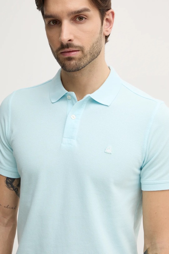 Βαμβακερό μπλουζάκι πόλο United Colors of Benetton μπλε 3089J3179