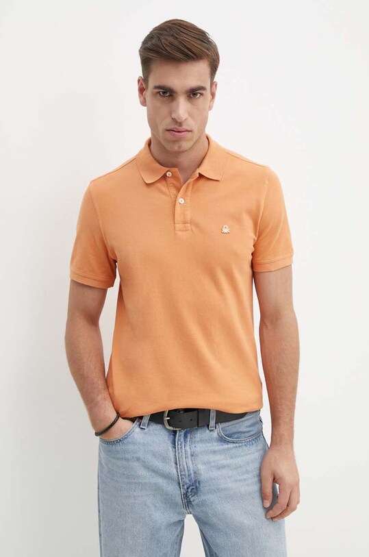 United Colors of Benetton polo de bumbac regular portocaliu 3089J3179