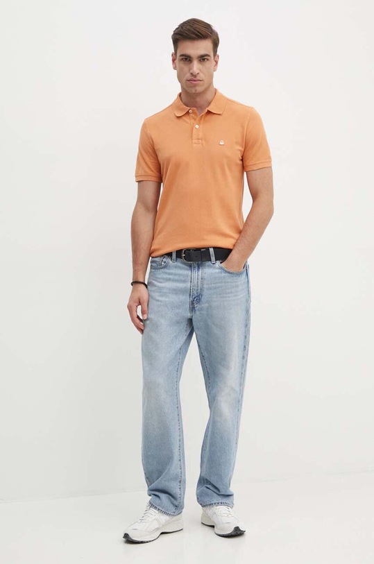 United Colors of Benetton polo bawełniane 3089J3179 pomarańczowy AA00