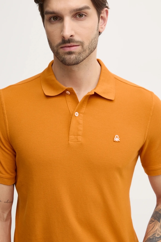 Bavlnené polo tričko United Colors of Benetton jednofarebný oranžová 3089J3179