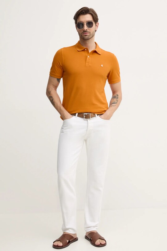United Colors of Benetton polo bawełniane 3089J3179 pomarańczowy AA00