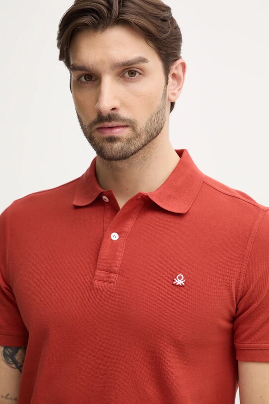 United Colors of Benetton polo bawełniane pomarańczowy 3089J3179