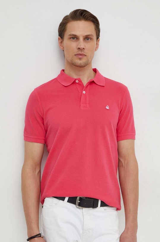 United Colors of Benetton polo bawełniane różowy 3089J3179