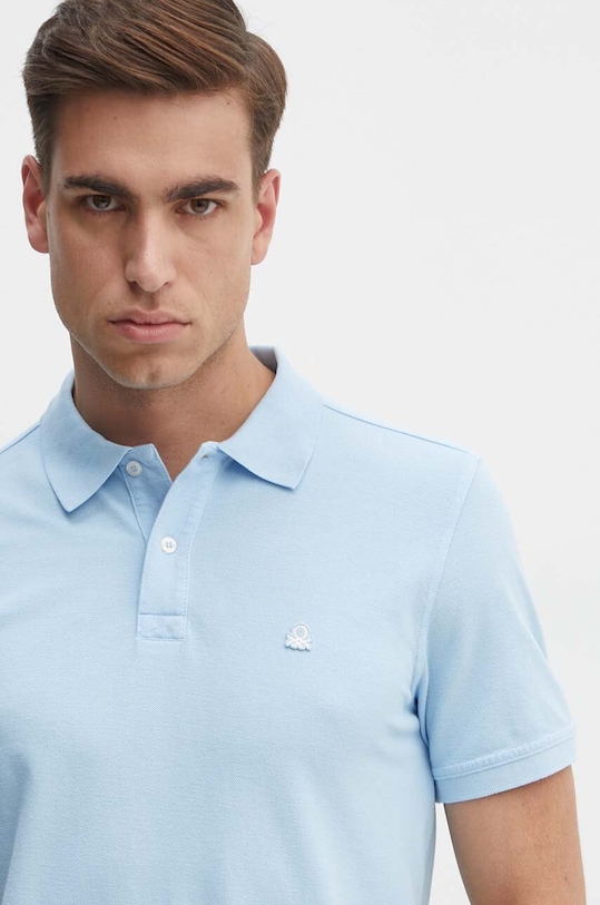 United Colors of Benetton polo bawełniane niebieski 3089J3179