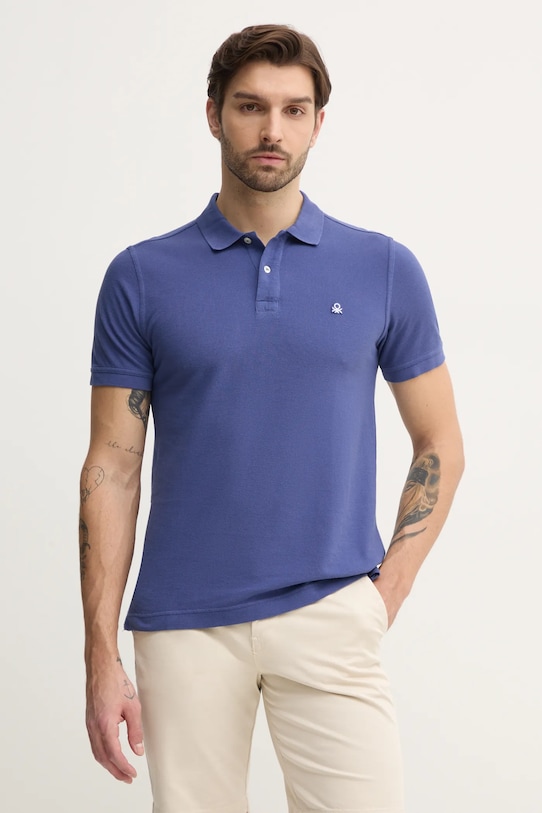 United Colors of Benetton polo de bumbac regular bleumarin 3089J3179