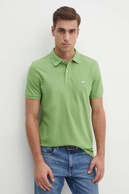 United Colors of Benetton polo bawełniane zielony 3089J3179
