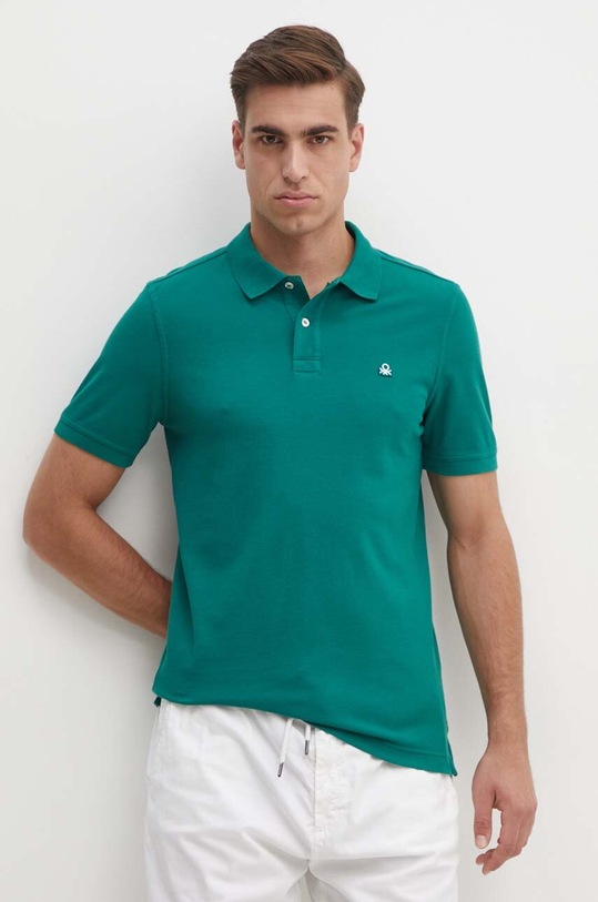 United Colors of Benetton polo bawełniane zielony 3089J3179
