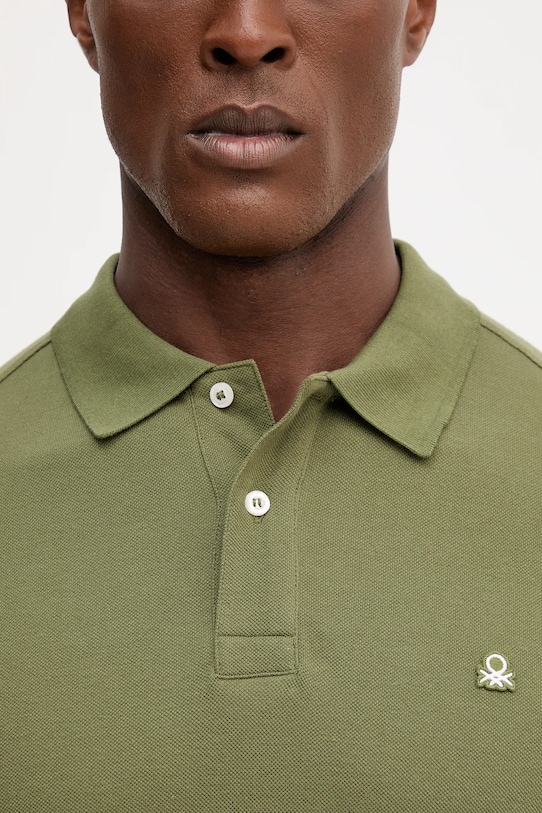 Bavlněné polo tričko United Colors of Benetton zelená 3089J3179