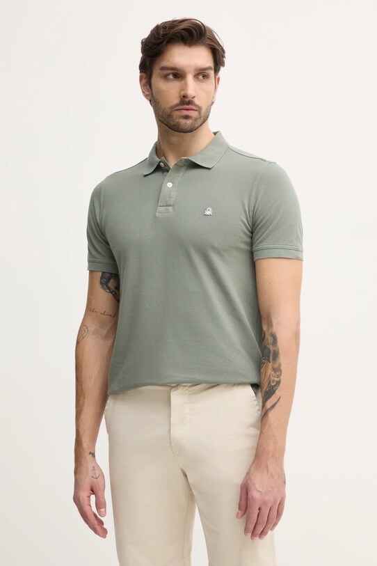 United Colors of Benetton polo de bumbac regular verde 3089J3179