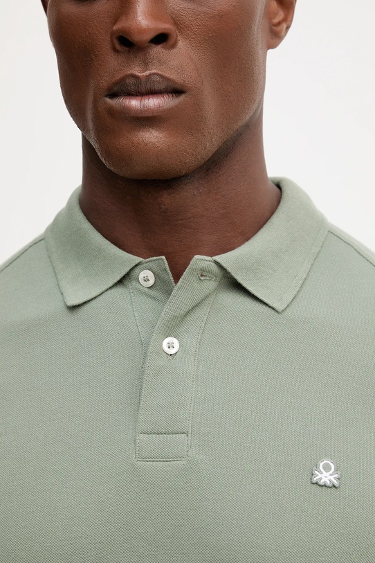 Βαμβακερό μπλουζάκι πόλο United Colors of Benetton πράσινο 3089J3179