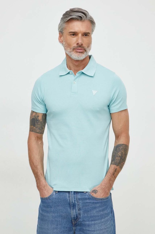 Guess polo NOLAN z elastanem turkusowy M4GP66.KC701