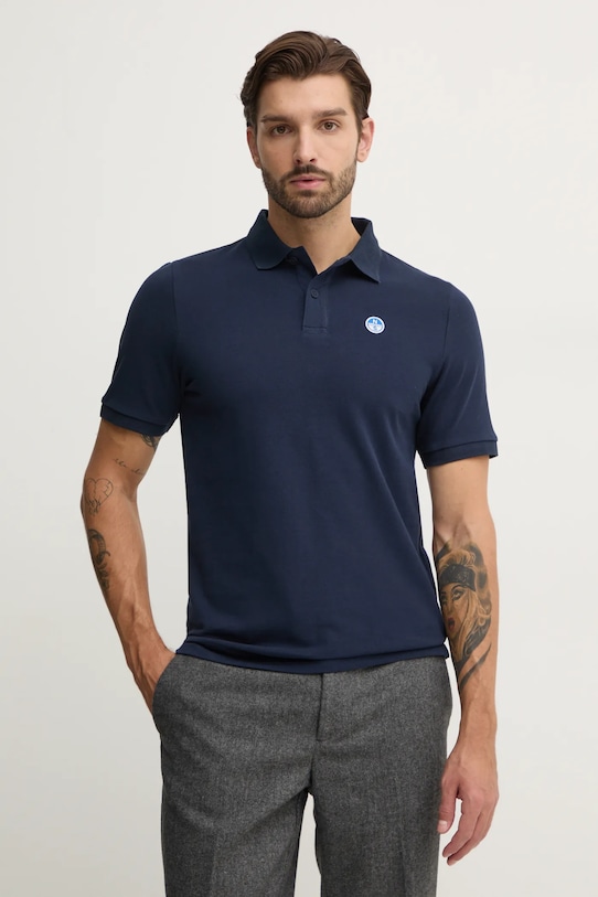 Bavlněné polo tričko North Sails hladký námořnická modř 692451