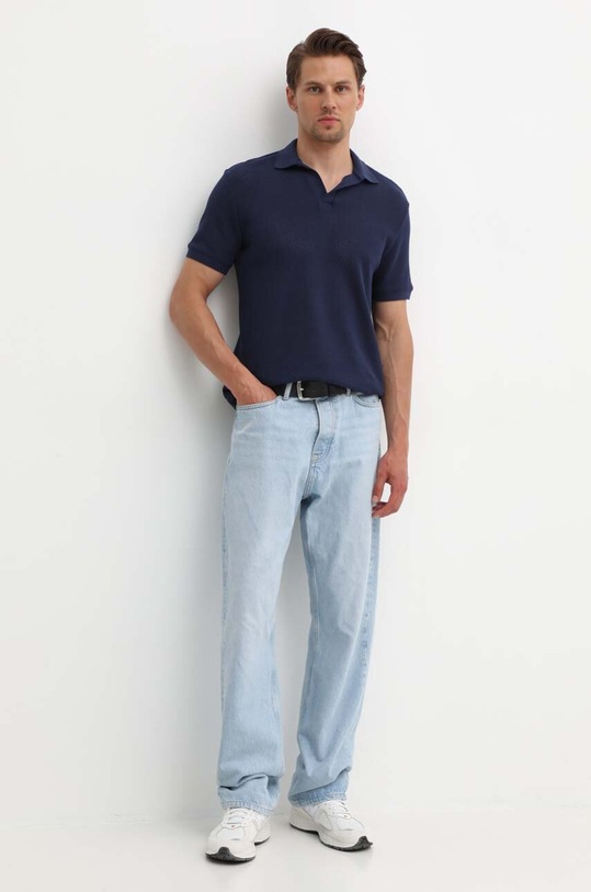 United Colors of Benetton tricou polo 3GIRU301P bleumarin SS24