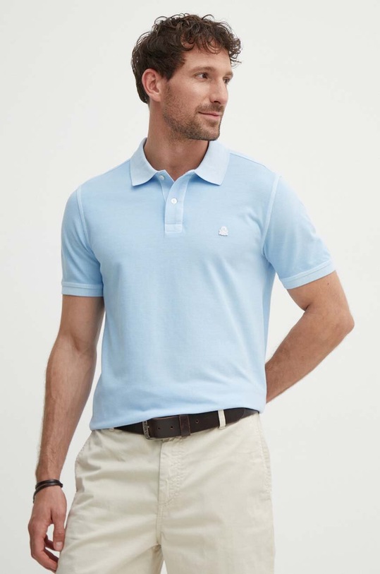 United Colors of Benetton polo bawełniane bawełna niebieski 3089U301K