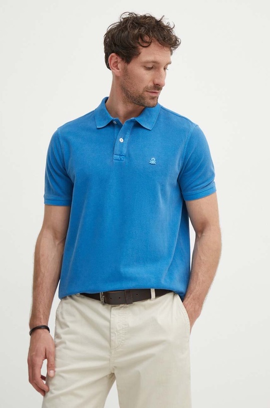 United Colors of Benetton polo bawełniane bawełna niebieski 3089U301K