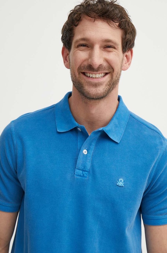 United Colors of Benetton polo bawełniane niebieski 3089U301K