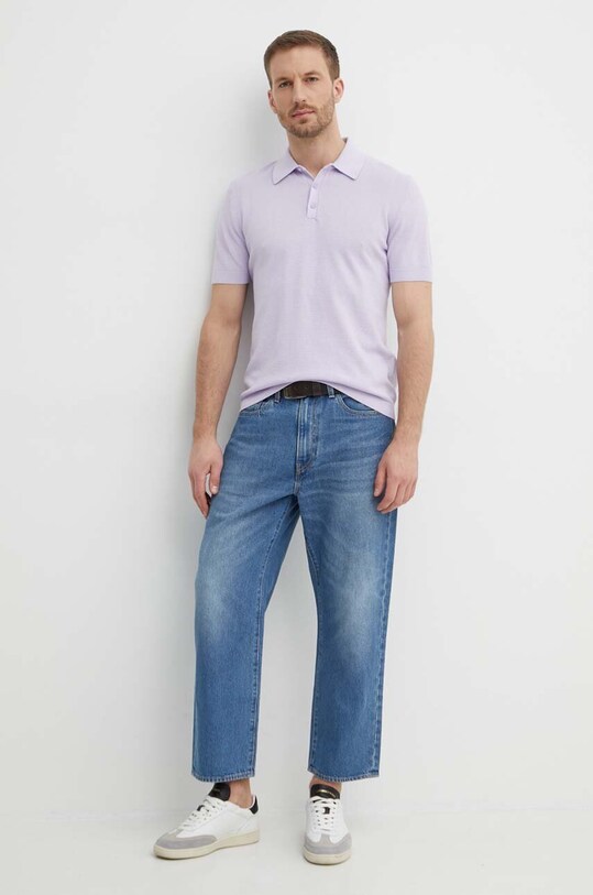 United Colors of Benetton polo bawełniane 1194U3013 fioletowy SS24