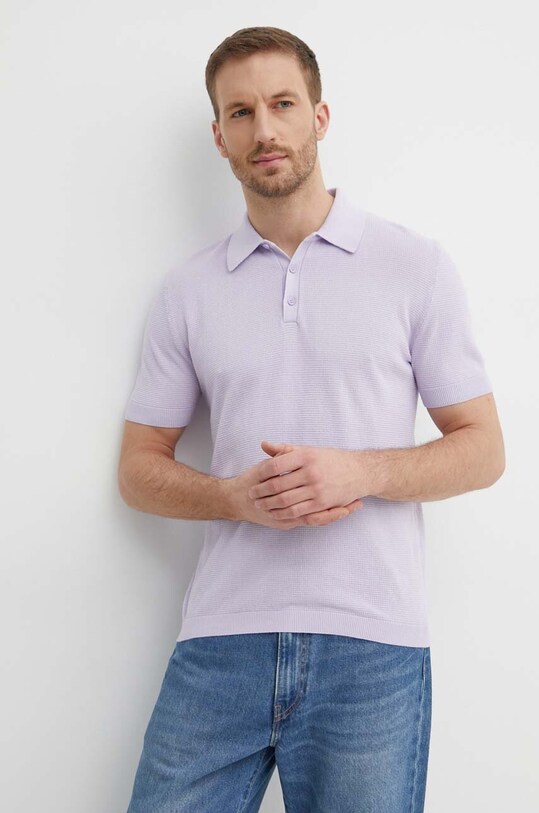 United Colors of Benetton polo bawełniane fioletowy 1194U3013