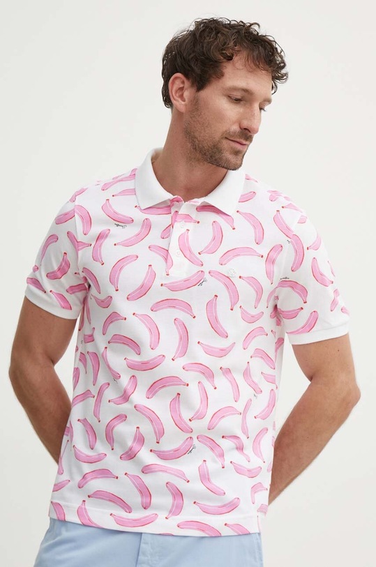United Colors of Benetton polo bawełniane wzorzyste biały 325RU301V