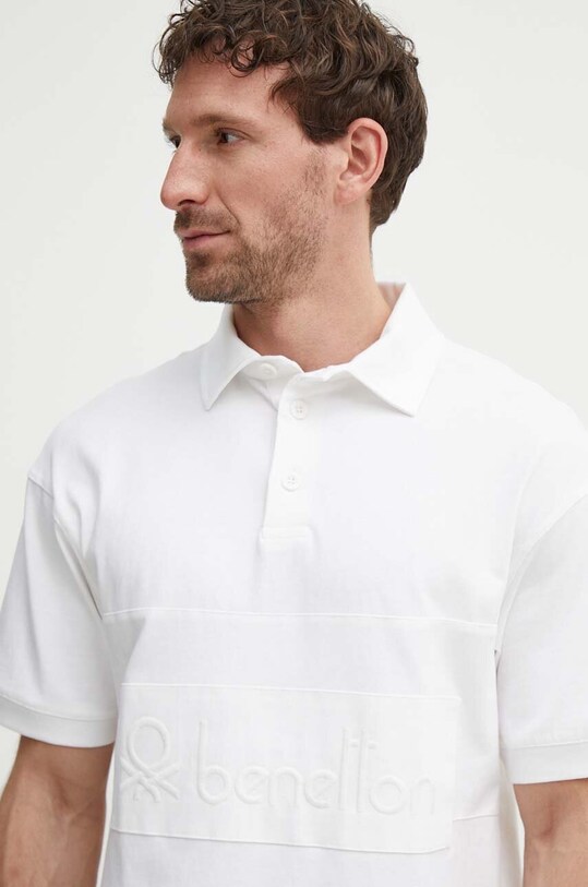 Бавовняне поло United Colors of Benetton білий 3MCYU301U