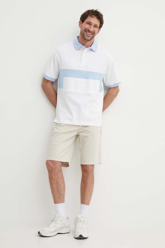 Бавовняне поло United Colors of Benetton 3MCYU301U білий SS24