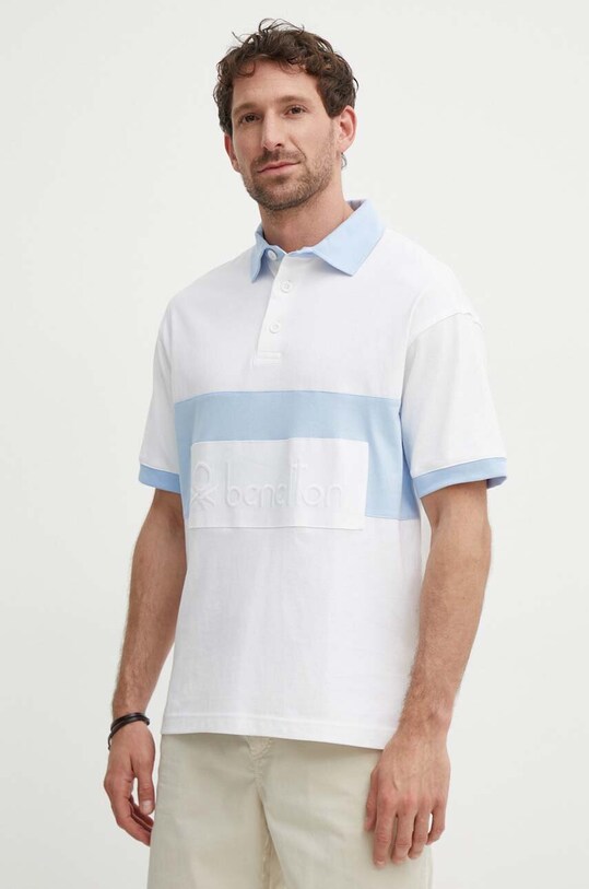 Бавовняне поло United Colors of Benetton білий 3MCYU301U