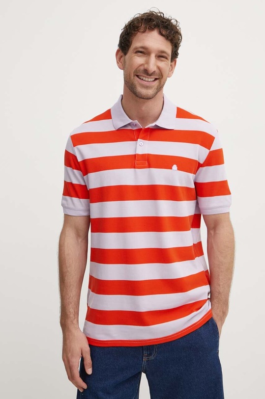 United Colors of Benetton polo bawełniane wzorzyste multicolor 3JFPU301T
