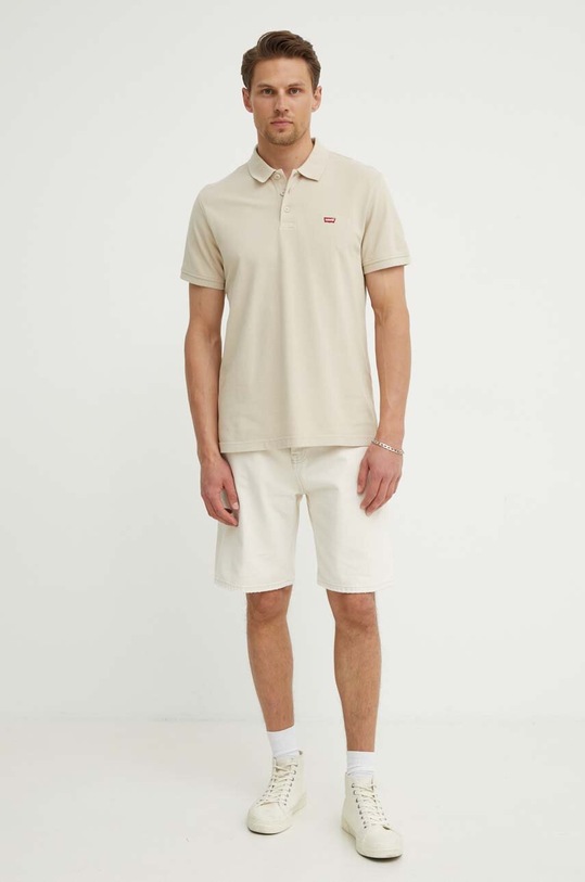 Bavlněné polo tričko Levi's 35883 béžová SS25
