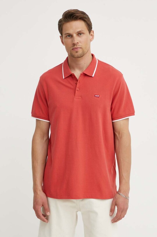 Pamučna polo majica Levi's bez uzorka crvena 35883