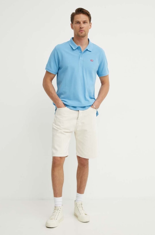 Levi's polo de bumbac 35883 albastru SS25