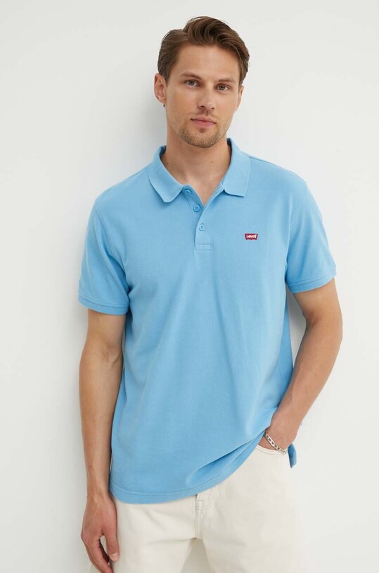 Levi's polo bawełniane niebieski 35883