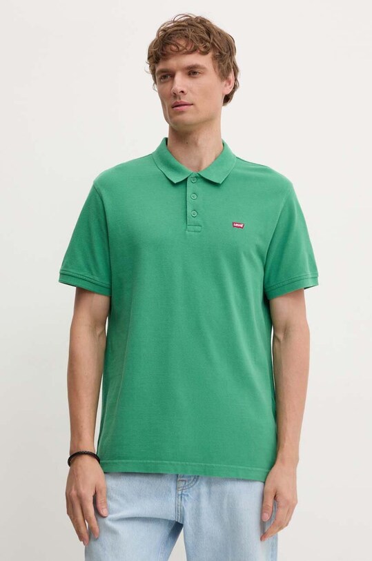 Bavlnené polo tričko Levi's jednofarebný zelená 35883